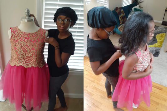 11-Year-Old Designed And Made Dress For Her and Her Sister To Wear To Their Mother's College Graduation