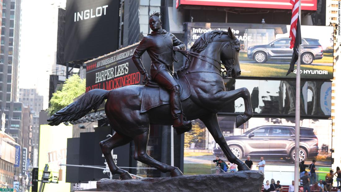 Obama Portrait Artist, Kehinde Wiley, Unveils Statue in Times Square of Modern Black Warrior With Locs