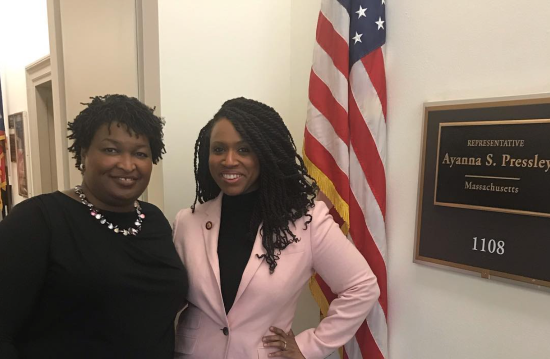 Stacey Abrams Visits Ayanna Pressley (And Shirley Chisholm's Old Office)