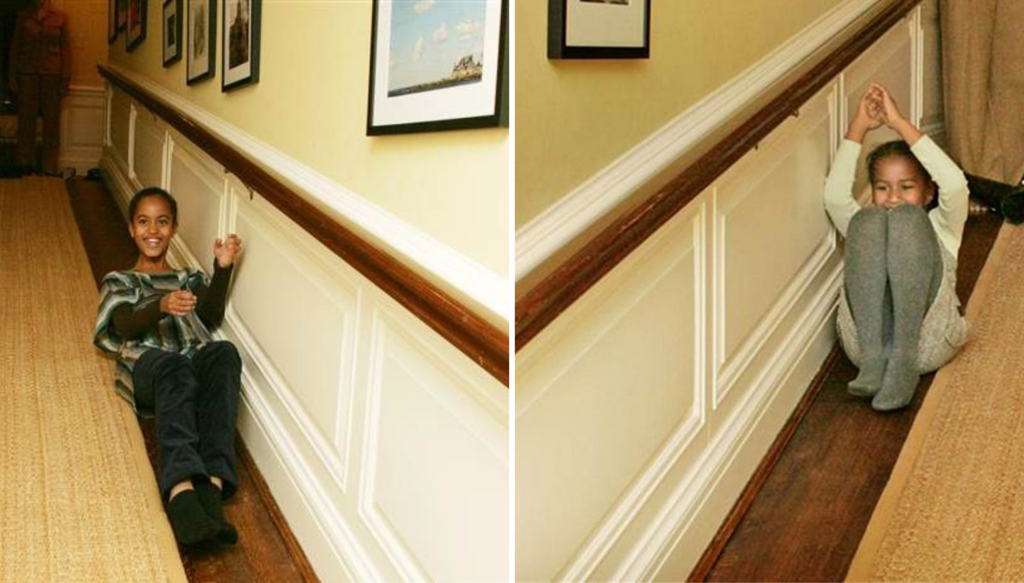 Rarely Seen Photos of Malia and Sasha Obama's First Visit To The White House