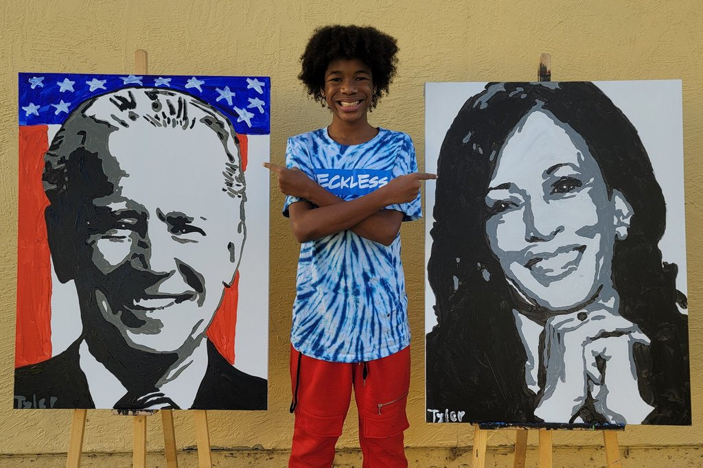 Oakland Teen Receives A Call From Vice President-Elect Kamala Harris After His Painting Of Her Goes Viral