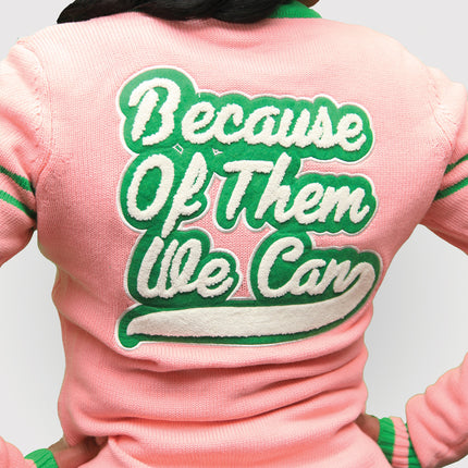 Because of Them We Can Cardigan - Pink and Green