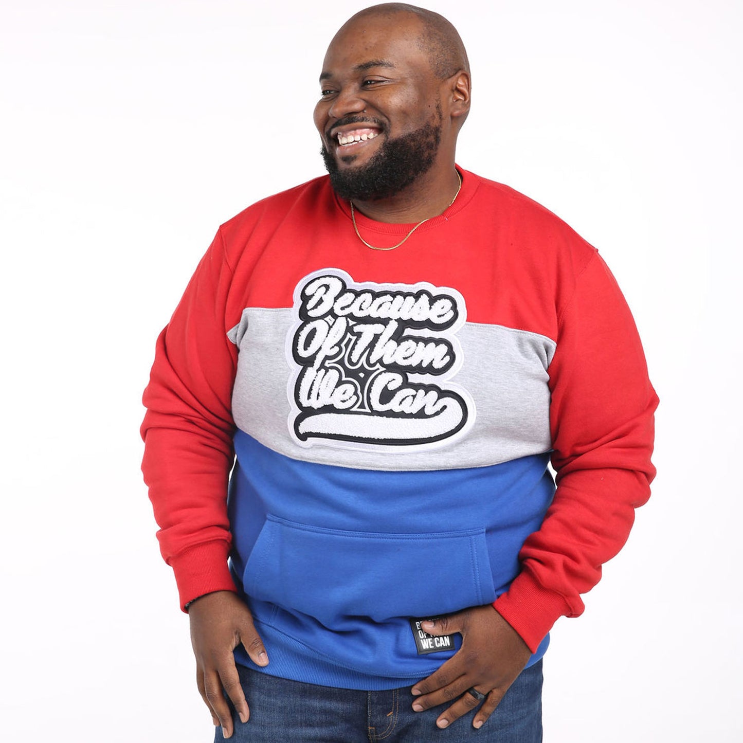 Red White & Blue Because of Them We Can Crewneck