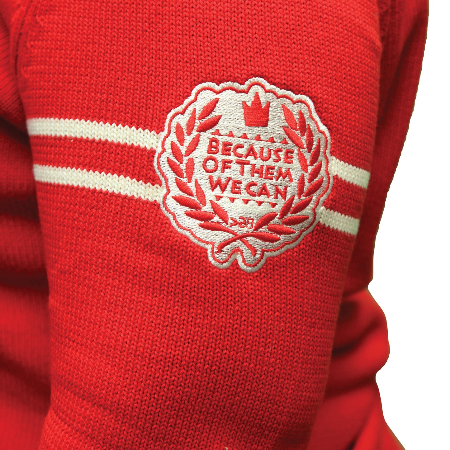 Because of Them We Can Cardigan - Red and White