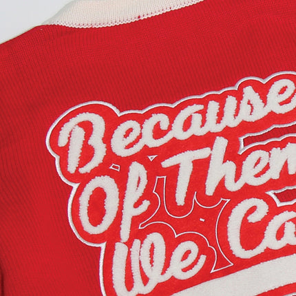 Because of Them We Can Cardigan - Red and White
