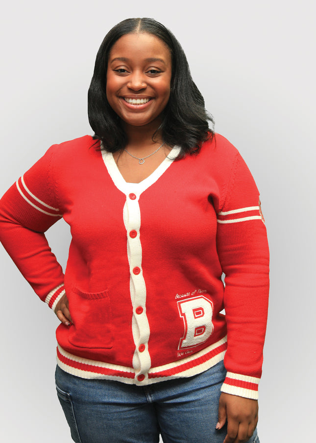 Because of Them We Can Cardigan - Red and White