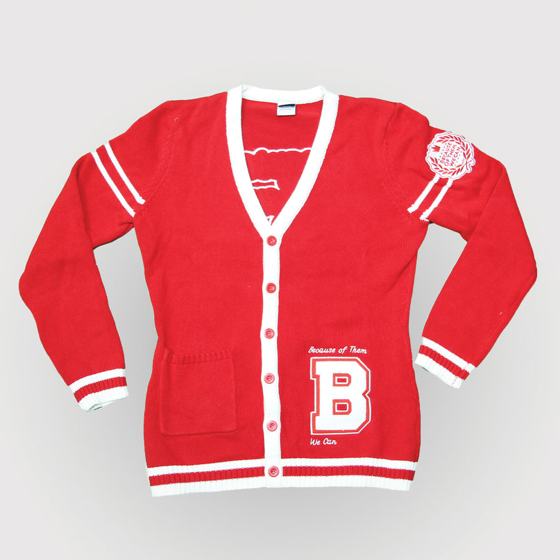 Because of Them We Can Cardigan - Red and White