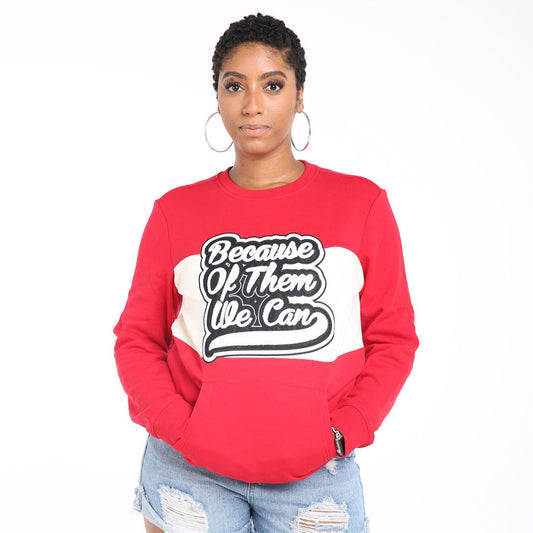 Crimson and Cream Because of Them We Can Crewneck